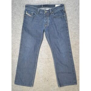 Diesel Larkee Jeans Mens 34x28 Blue Regular Straight Denim Button Fly 0088Z